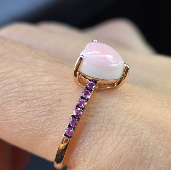 Effy Pink Opal Heart Ring 14kt - Picture 5 of 8